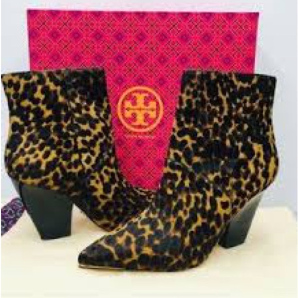 NWT Tory Burch Authentic Lila Ankle Bootie Calf Hair Barbados Leopard Size 6M - Picture 5 of 15